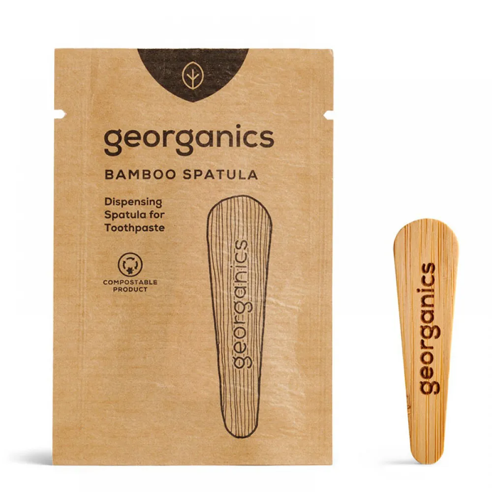 Spatula din lemn pentru pasta de dinti la borcanas, Georganics