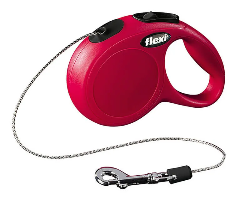 Lesa retractabila - Flexi New Classic - cu fir - S (12 kg) - Rosu