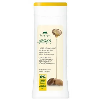 Lapte demachiant reconfortant cu ulei de argan si aloe vera Bio, 200 ml, Cosmetic Plant