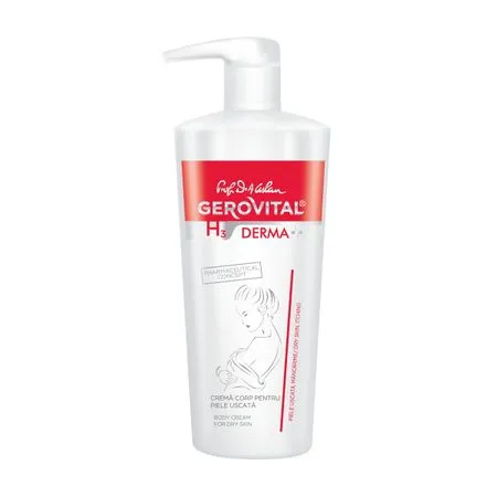 Crema corp pentru piele uscata H3 Derma+, 500 ml, Gerovital 399