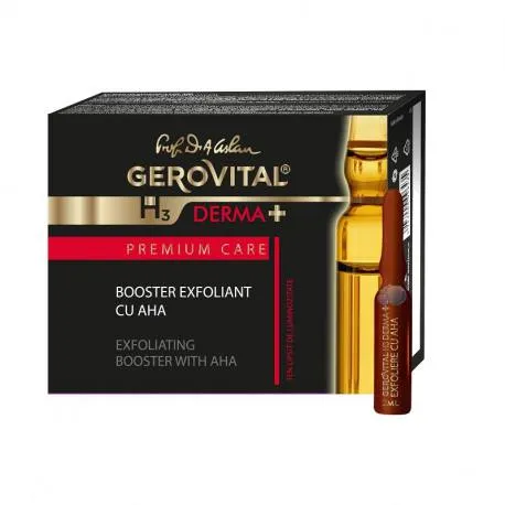 Gerovital H3 Derma+ Premium Care, Booster exfoliant cu AHA, fiole, 4x2ml