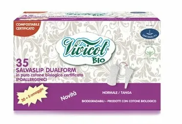 Protej slip din bumbac bio, hipoalergenic, compostabil, Dual form, 35 bucati, Vivicot Bio