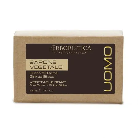 Sapun vegetal cu unt de shea si ginkgo biloba Uomo, 125g, L'Erboristica