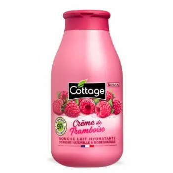 Gel de dus si lapte de baie zmeura, 250ml, Cottage
