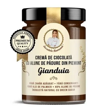 Crema de ciocolata cu alune de padure din Piemont, Gianduia, Biancella, Secretele Ramonei, 350g, Remedia