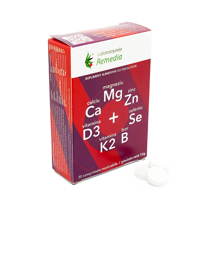 CA+ MG + ZN + D3 +SE X 3BL X10 COMPRIMATE MASTICABILE REMEDIA