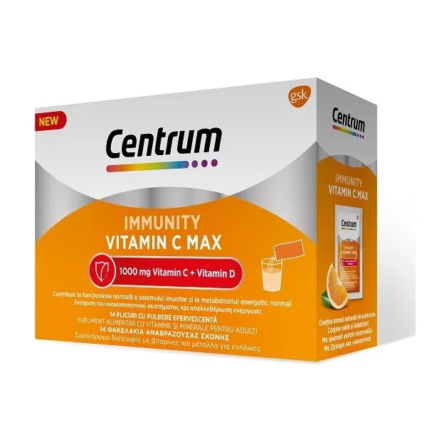 CENTRUM IMMUNITY VITAMINA C MAX PULBERE 14 PLICURI