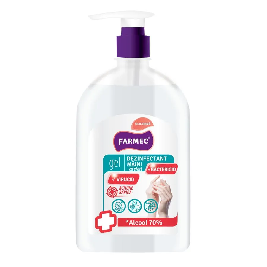 Gel dezinfectant maini cu Alcool 70% si Glicerina, 500 ml, Farmec 504