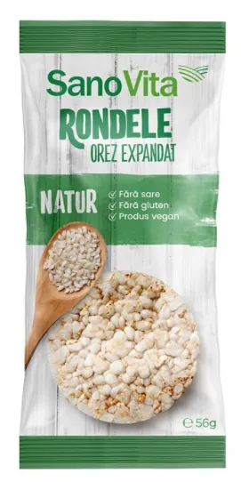 Rondele orez expandat natur, 56 g, SanoVita