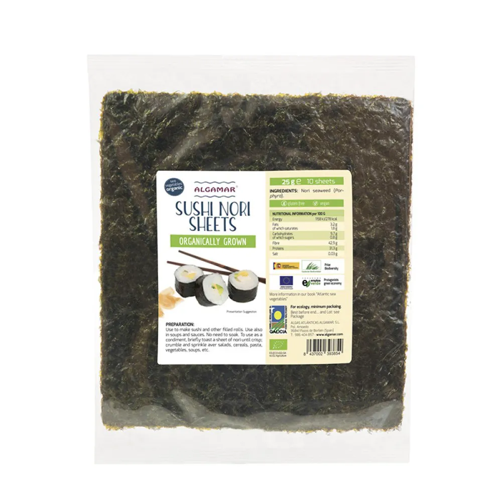 Alge marine Nori pentru sushi (30g) - 10 folii, Algamar