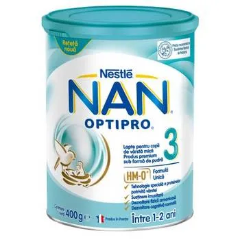 Lapte praf Nan 3 Optipro Premium +12 luni, 400g, Nestle