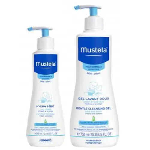 Gel de curatare par si corp, 750 ml, Mustela + Hydra Bebe lotiune, 300 ml, Mustela