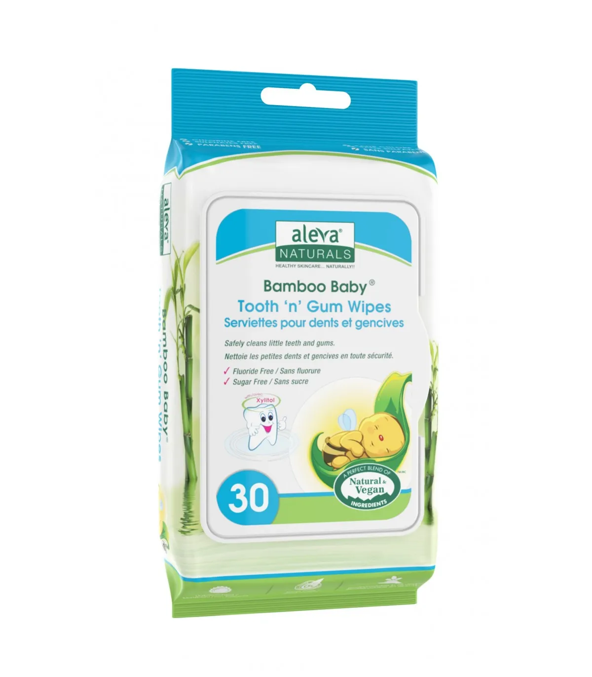 Servetele umede din fibre de bambus pentru dinti si gingii, 30 bucati, Aleva Naturals