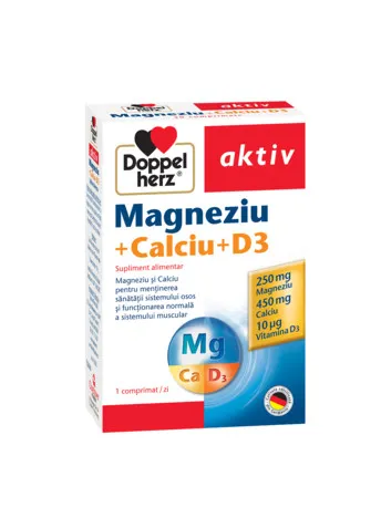 Magneziu + Calciu+ Vitamina D3 , 30 comprimate, Doppelherz