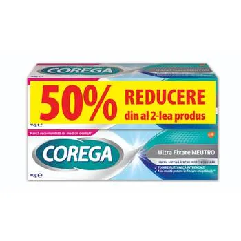 Pachet Crema adeziva pentru proteza Neutro + 50% reducere la al doilea produs, 2 x 40g, Corega