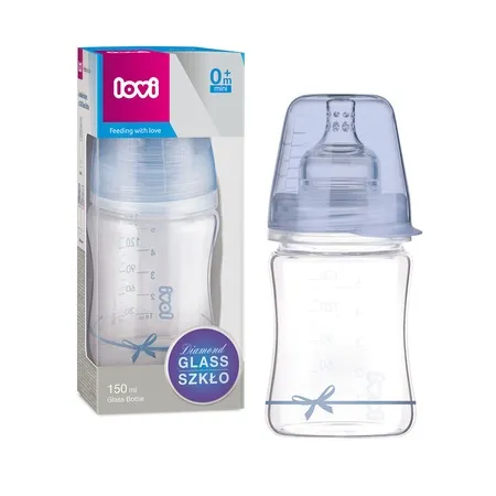 Lovi Biberon din sticla Diamond glass Baby shower baiat x 150ml (cod 74/104)