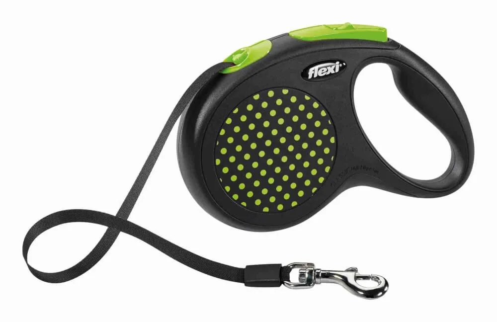 Lesa retractabila - Flexi Design - cu banda - M (25 kg) - Verde