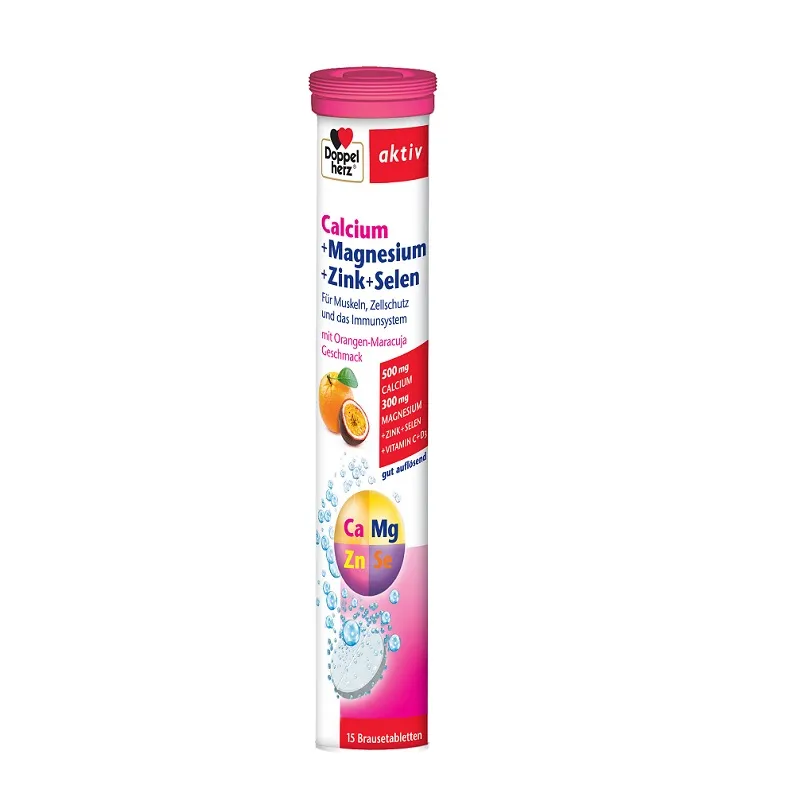 DOPPELHERZ Aktiv Calciu Magneziu Zinc Seleniu, 15 comprimate efervescente