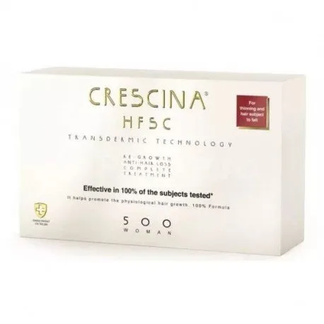 CRESCINA HFSC Tratament Transdermic complet anti-caderea si re-crestere a parului, Femei grad 500, 10+10 FIOLE