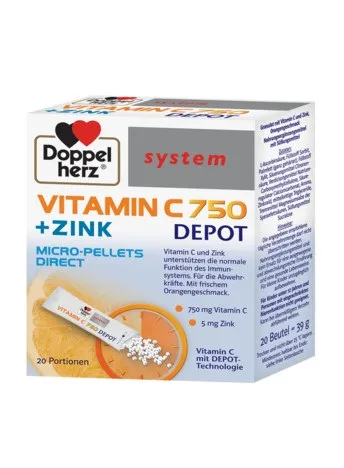 Vitamina C 750 + Zinc Depot  Direct, 20 plicuri, Doppelherz