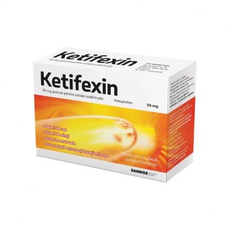 Ketifexin 50 mg,10 plicuri, solutie orala, dureri de dinti, de spate