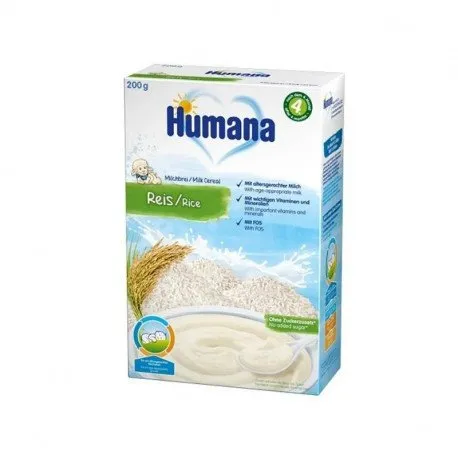 HUMANA Cereale cu fulgi de orez de la 4 luni, 200g