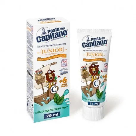 Del Capitano Pasta de dinti junior 6+ cu aroma menta, 75 ml