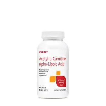 ALA Acetil L-Carnitina 500mg si Acid Alfa Lipoic 200mg, 60 tablete, GNC