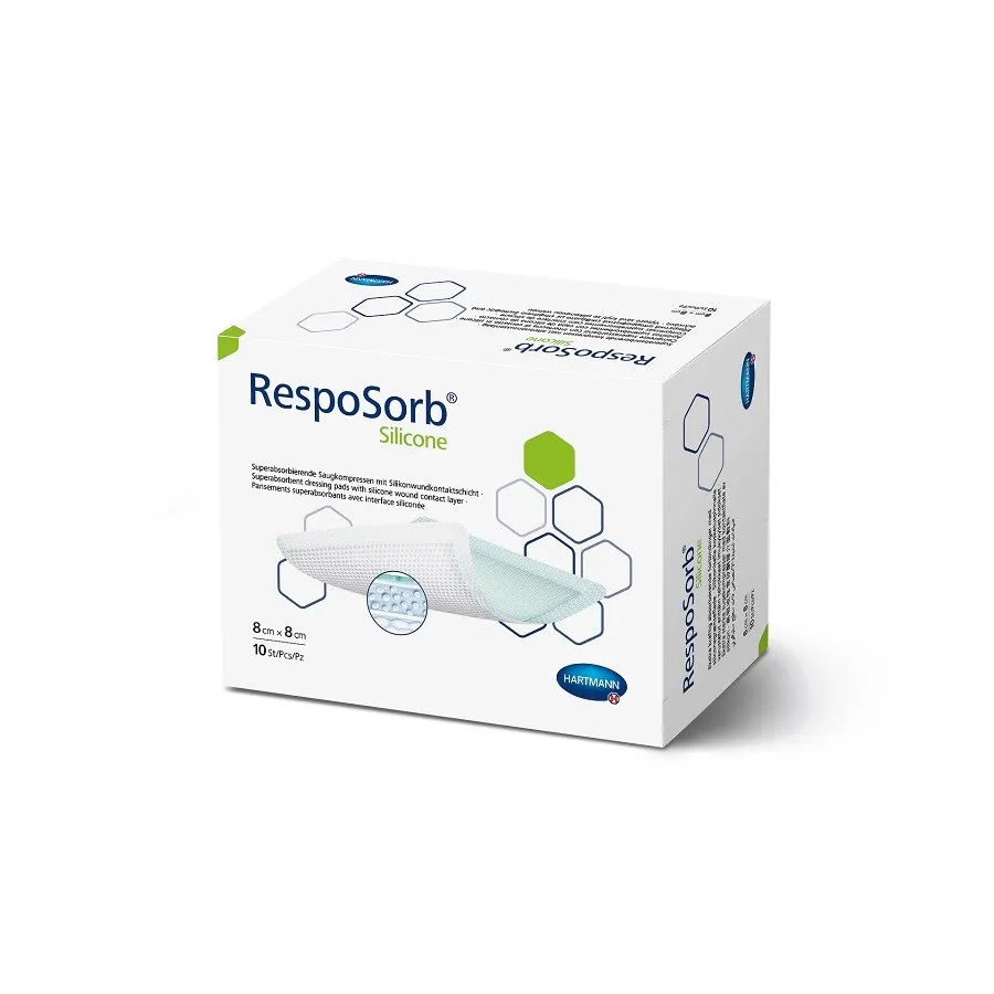 HARTMANN RESPOSORB SILICONE 8 X 8CM X 10 BUC