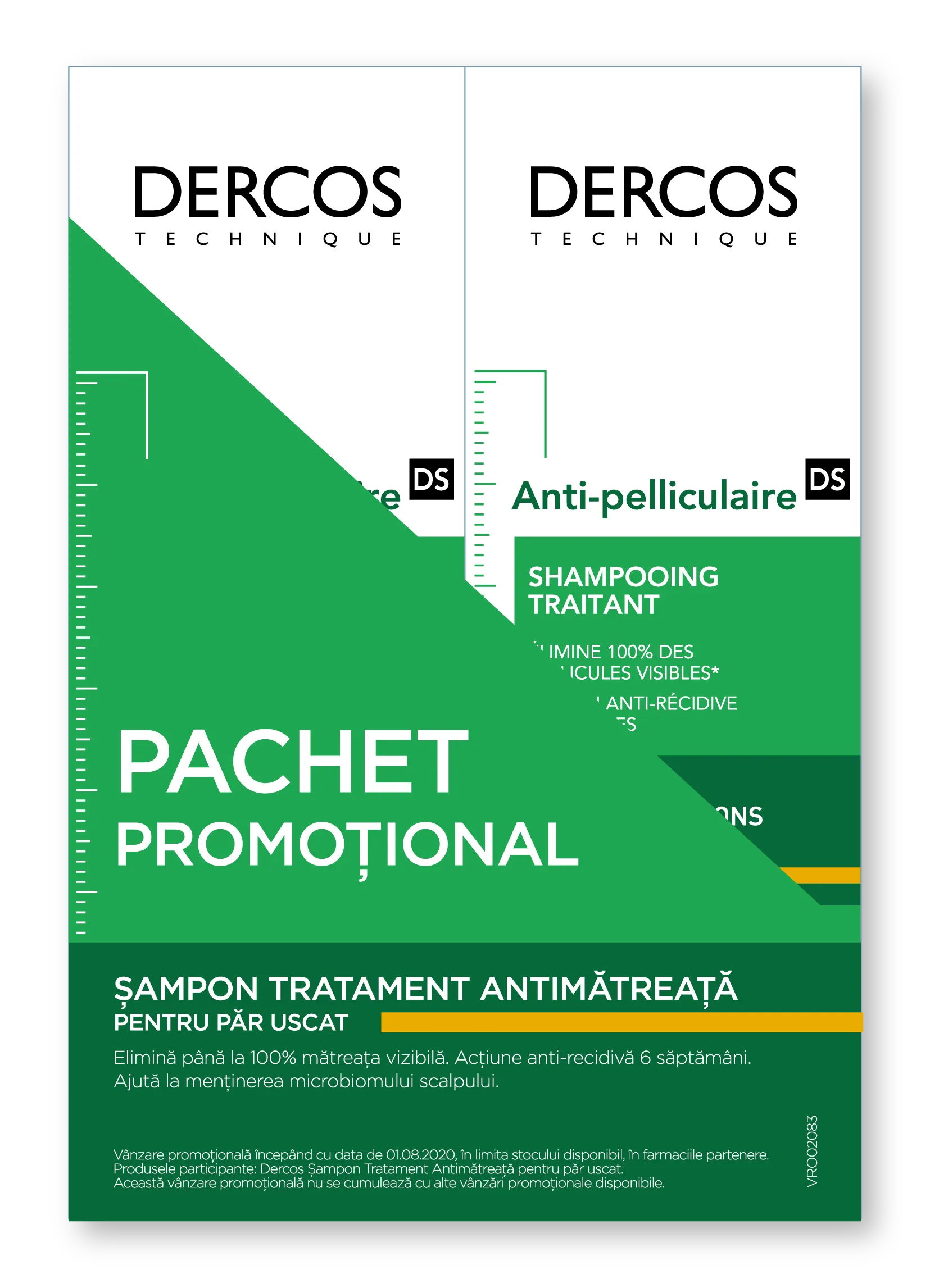VICHY Dercos bi-pack sampon antimatreata par uscat, 2 x 200ml