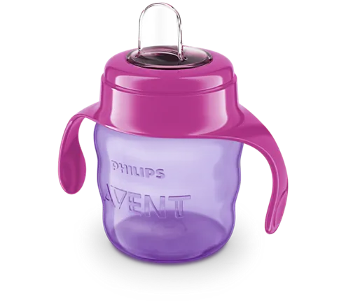 Cana cu tetina moale si manere +6 luni 200ml, fete