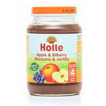 Piure din mere si afine +4 luni, 190g, Holle Baby Food