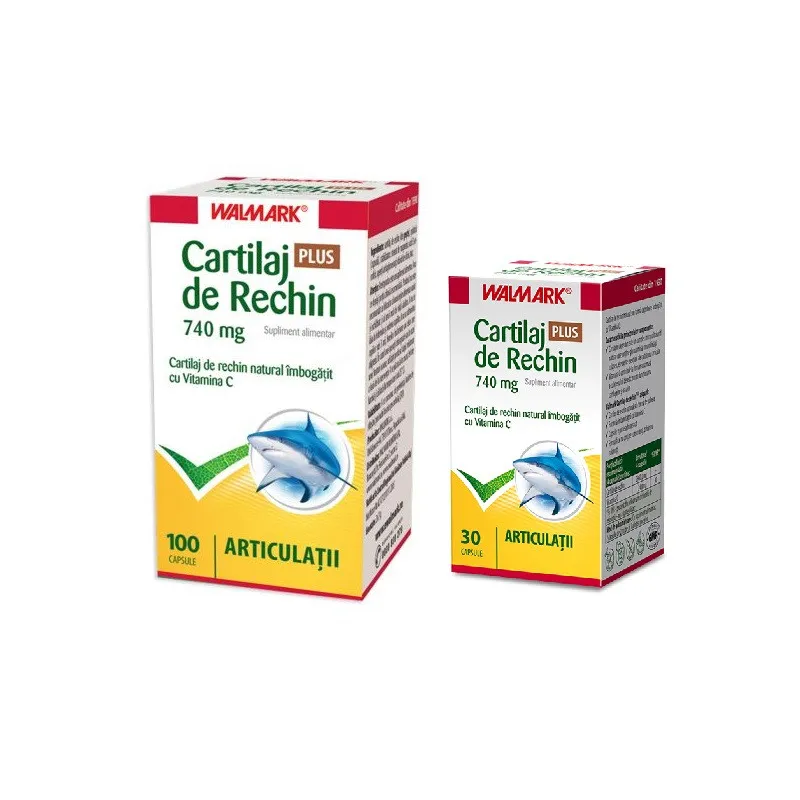 Cartilaj de rechin Plus 740 mg, 100 + 30 capsule cadou, Walmark