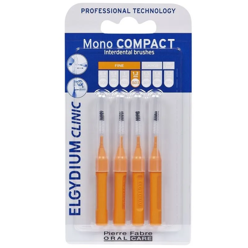 ELGYDIUM Periute interdentare Mono Compact Orange, spatii interdentare inguste, 4 bucati