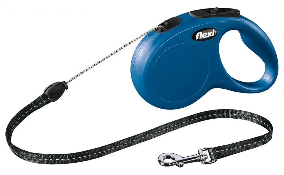 Lesa retractabila - Flexi New Classic - cu fir - XS (8 kg) - Albastru