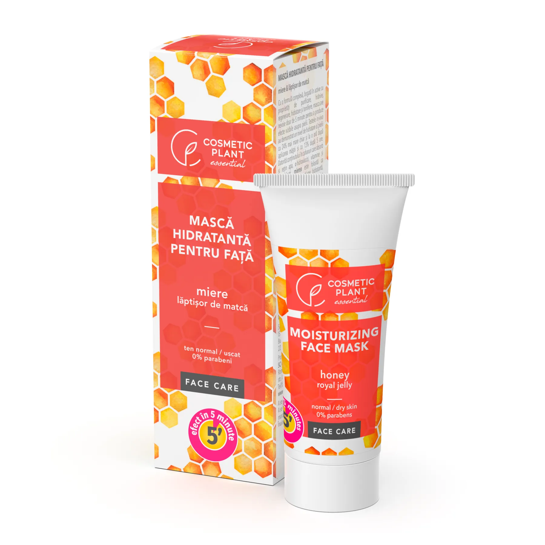Masca hidratanta pentru fata cu miere si laptisor de matca, 30 ml, Cosmetic Plant