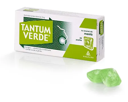 Tantum Verde cu aromă de mentă 3mg, 20 dropsuri, Csc Pharmaceuticals