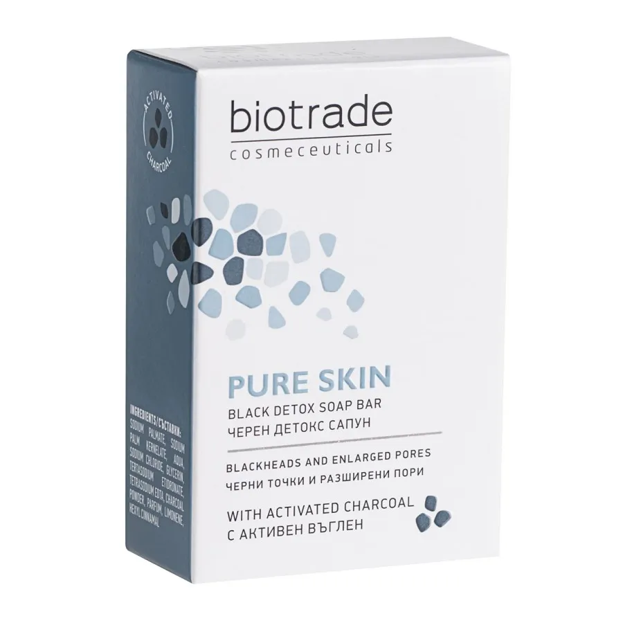 Biotrade Pure skin sapun negru detoxifiant cu carbune activ x 100g