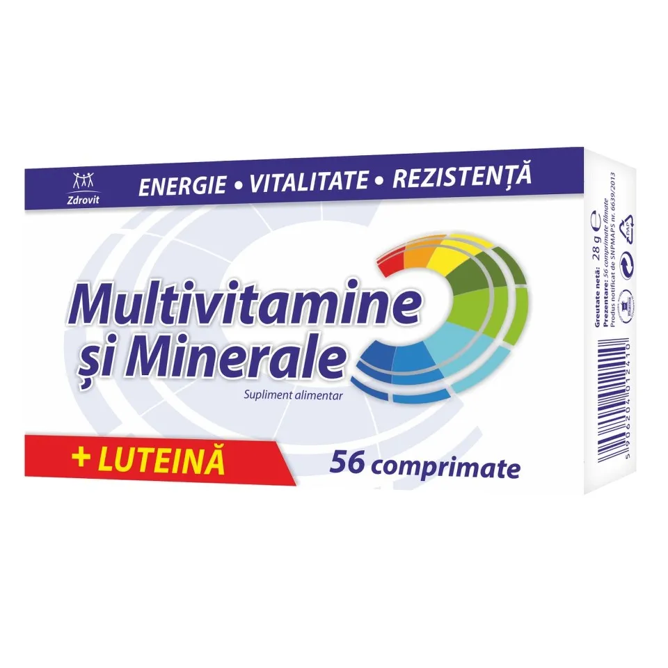 ZDROVIT MULTIVITAMINE SI MINERALE CU LUTEINA 56 COMPRIMATE