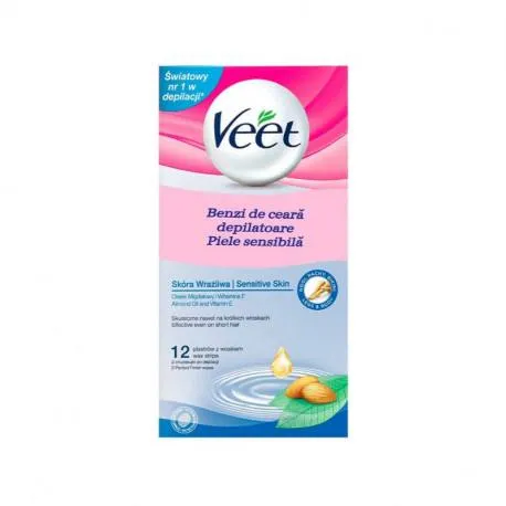 Veet benzi ceara rece pentru corp si piele sensibila, 12 bucati