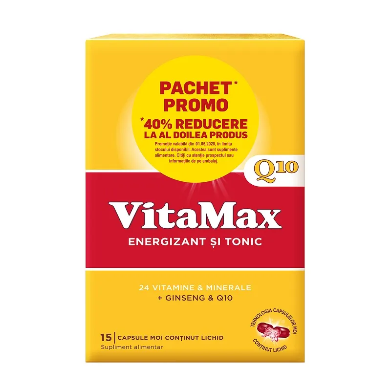 Vitamax Q10 Pachet Promo 15 capsule + 15 capsule - 40% reducere