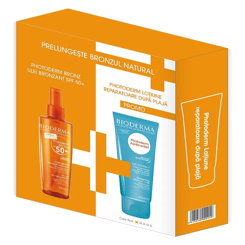 BIODERMA Photoderm Bronz Ulei SPF50+ x 200ml+Lotiune reparatoare dupa plaja 200ml