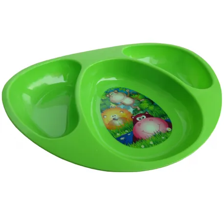 Primii Pasi R0560, Bol Decorat Compartimentat Verde