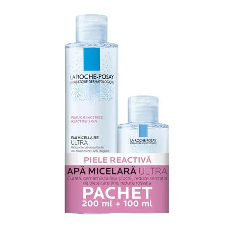 LA ROCHE POSAY Pack Apa micelara Ultra pentru piele reactiva 200 ml + 100 ml (cadou)