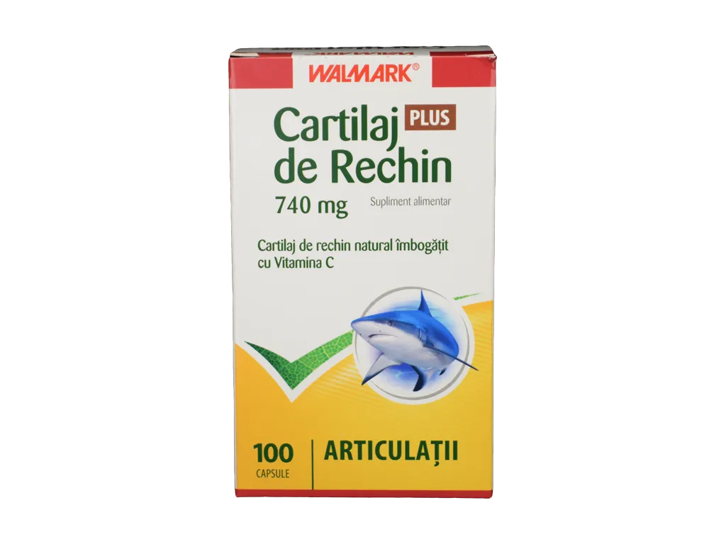Cartilaj de Rechin Plus 740 mg cu vitamina C, 100 capsule, Walmark