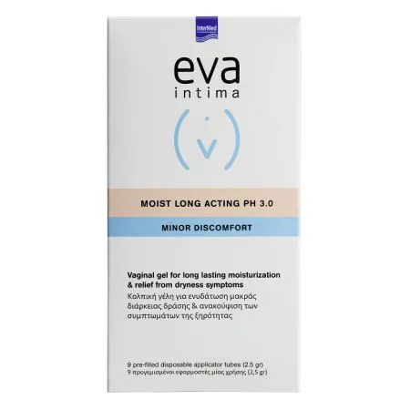 Gel vulvo-vaginal pentru hidratare de durata Eva Intima Moist Long Acting pH 3.0, 9 aplicatoare vaginale, Intermed