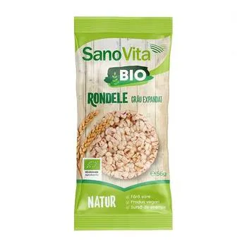 Rondele simple din grau expandat Bio, 56g, SanoVita