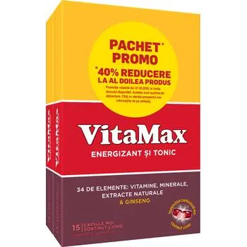 Pachet Vitamax 1 + 40% reducere la al doilea produs, 2 x 15 capsule, Perrigo