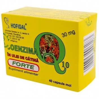 Coenzima Q10 in ulei de catina forte 30mg, 40 capsule, Hofigal