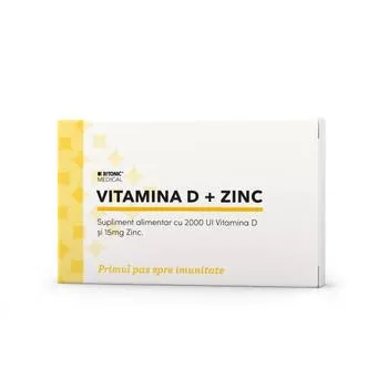 Vitamina D 2000UI + Zinc 15mg, 30 capsule, Bitonic